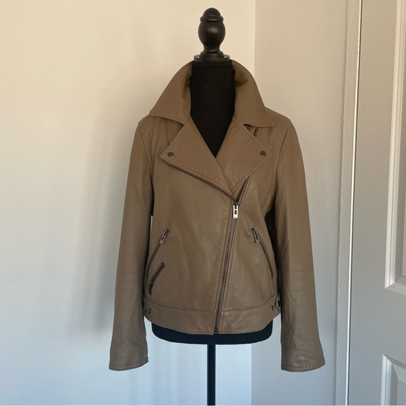 ESPRIT Faux Leather Moto Jacket - Warm Gray/Taupe/Tan - Picture 2 of 12